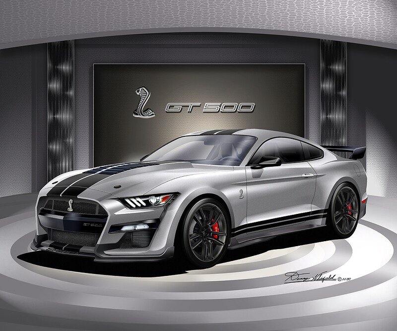2020-2022 Mustang Shelby GT 500 Art Prints by Danny Whitfield | Iconic Silver | Car Enthusiast Wall Art